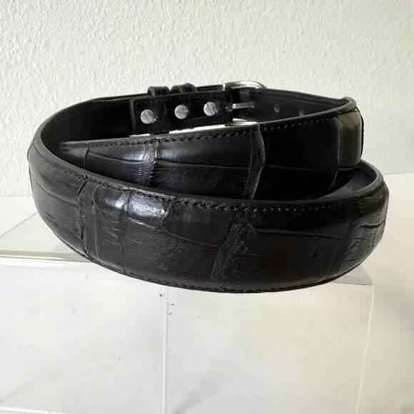 Rod Patrick Mens Western Belt Black Genuine Caiman Leather Size 44